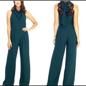 Gal Meets Glam Emerald Green Lace Back Melanie Jumpsuit EUC
